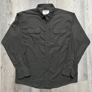 Poncho Shirt Mens L REG Dark Gray Solid Magnetic 3 Pocket Stretch Button Up